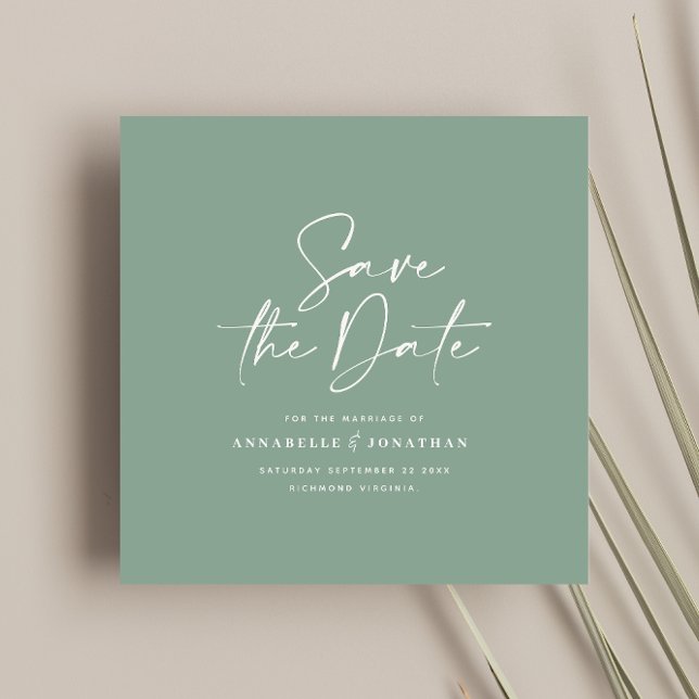 Save The Date mariage de typographie verte décontracté (Créateur téléchargé)
