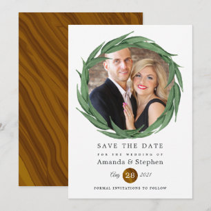Save The Date Mariage de verdure de forêt rustique en bois