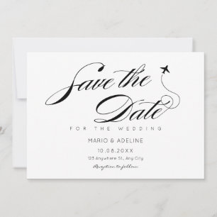 Save The Date Mariage de voyage minimaliste noir et blanc