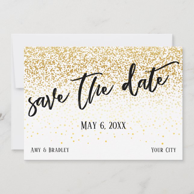 Save The Date Mariage Décontracté d'écriture manuscrite Gold Con (Devant)