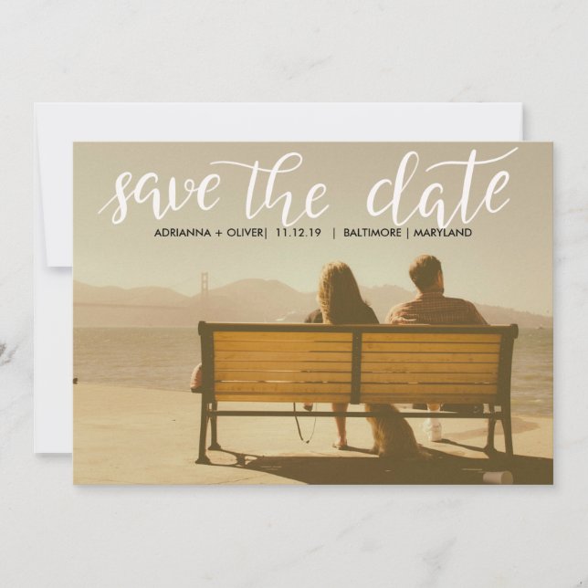 Save The Date Mariage décontracté Enregistrer La Photo Du Script (Devant)