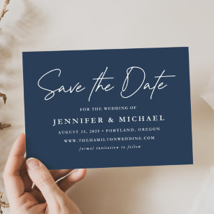 Save The Date Mariage décontracté Script Navy
