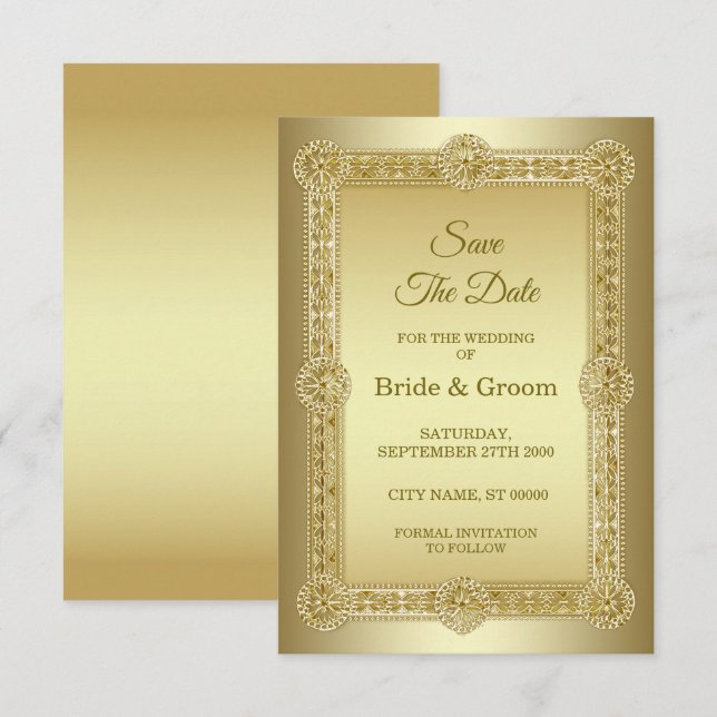 Save The Date Mariage Décoratif Or Enregistrer La Date (Devant / Derrière)
