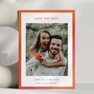 Save The Date Mariage dégradé orange rétro funky été