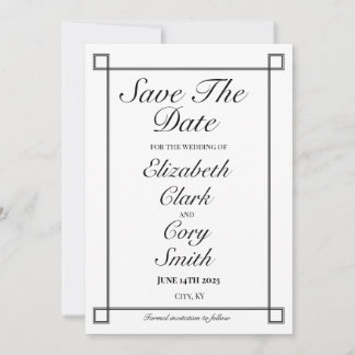 Save The Date Mariage d'élégance minimaliste simple noir et blan