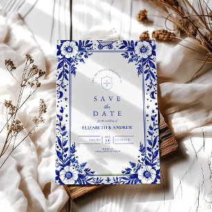 Save The Date Mariage Delft Blue White Chinoiserie