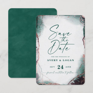 Save The Date Mariage d'émeraude Ethérée Abstrait