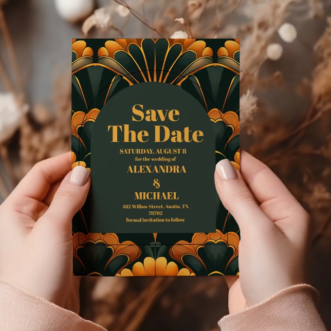 Save The Date Mariage des années 20 Roaring Art déco (Créateur téléchargé)