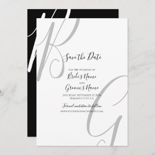 Save The Date Mariage des initiales du monogramme noir et blanc