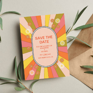 Save The Date Mariage des tonalités à thème des années 70 Super 