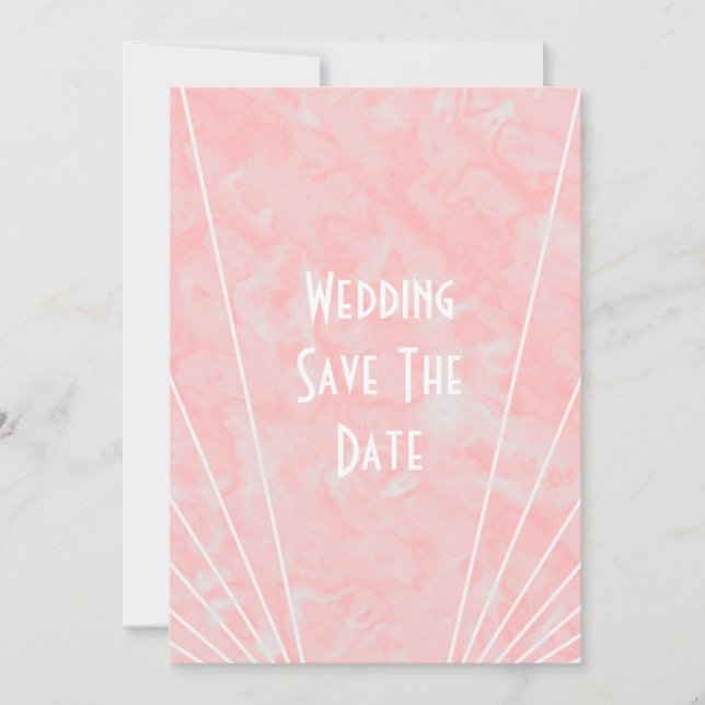 Save The Date Mariage design Art déco en marbre rose (Devant)