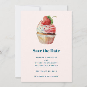 Save The Date Mariage dessert sucré fraise Cupcake