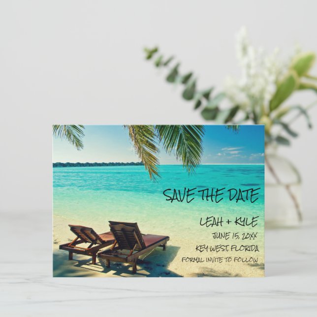Save The Date Mariage Destination Plage Enregistrer La Date (Debout devant)