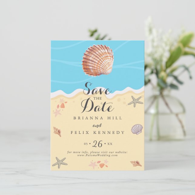 Save The Date Mariage d'été Minimal Blue Ocean (Debout devant)