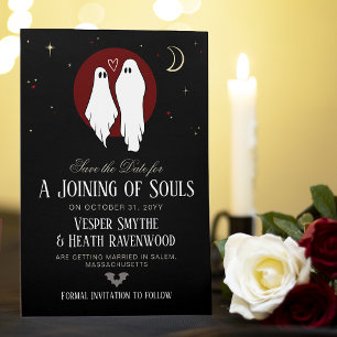 Save The Date Mariage d'Halloween pour l'Union des Âmes Rouges