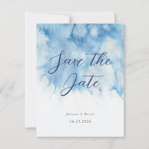 Mariage d'hiver bleu poussiéreux à l'aquarelle, En