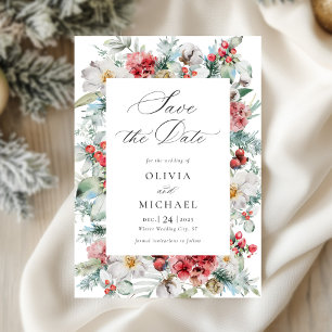 Save The Date Mariage d'hiver élégant Noël Floral Formal