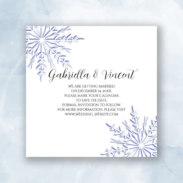 Save The Date Mariage d'hiver flocon de neige bleu à retenir (Créateur téléchargé)