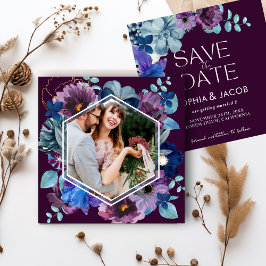 Save The Date Mariage d'hiver magenta floral lumineux et audacie