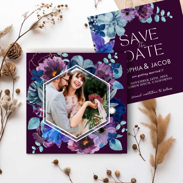 Save The Date Mariage d'hiver magenta floral lumineux et audacie (Créateur téléchargé)