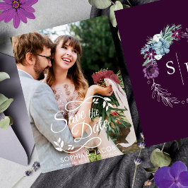 Save The Date Mariage d'hiver magenta floral lumineux et audacie