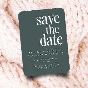 Save The Date Mariage d'hiver minimaliste Turquoise foncé
