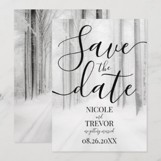 Save The Date Mariage d'hiver sur route enneigée personnalisé