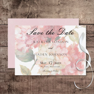 Save The Date Mariage d'hydrangée rose moderne