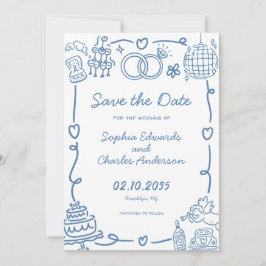 Save The Date Mariage d'illustrations Jouer Whimsical Main tiré