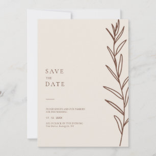 Save The Date Mariage d'ivoire floral à main minimaliste