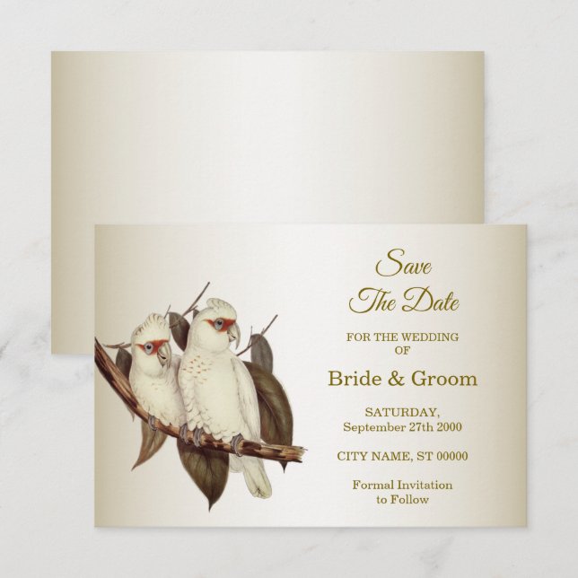 Save The Date Mariage d'oiseaux blancs Enregistrer la date (Devant / Derrière)