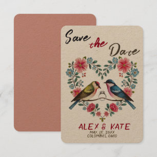 Save The Date Mariage d'oiseaux mignons Enregistrer la date Fair