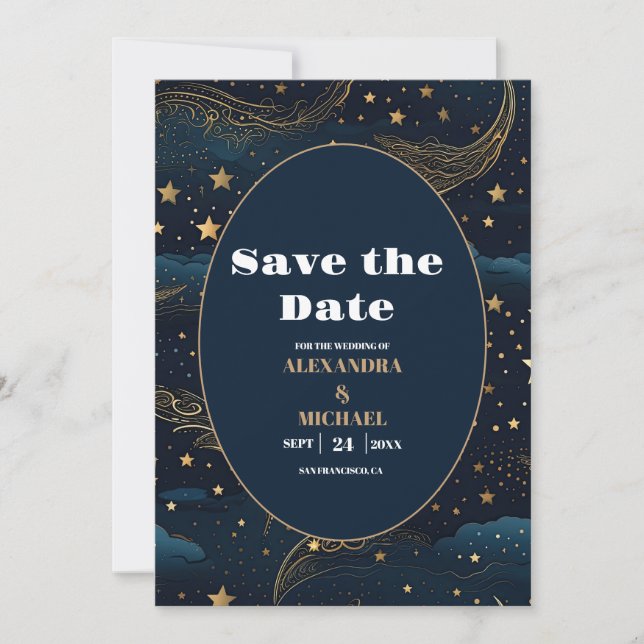 Save The Date Mariage d'or céleste Crescent Moon (Devant)