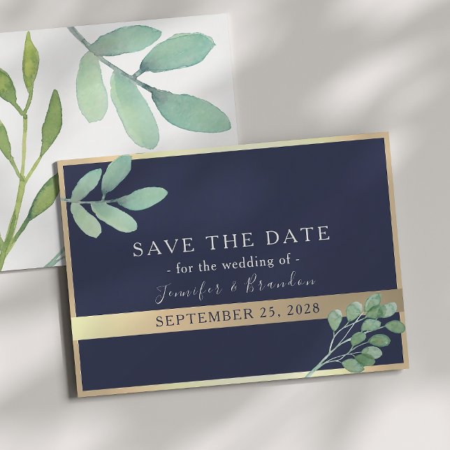 Save The Date Mariage d'or et de verdure de la Marine (Créateur téléchargé)