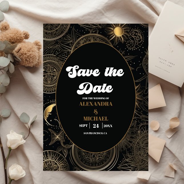 Save The Date Mariage d'or noir céleste (Créateur téléchargé)