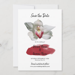 Save The Date Mariage d'Orchidée Bourgogne Blanche Enregistrer L