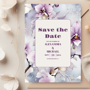Save The Date Mariage d'orchidée pourpre