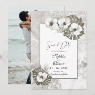 Save The Date Mariage d'orchidées blanches