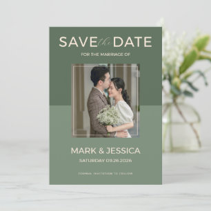 Save The Date Mariage double bonheur Vert sauge