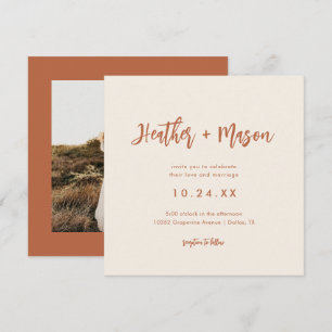 Save The Date Mariage du désert de rouille Carré photo Mariage