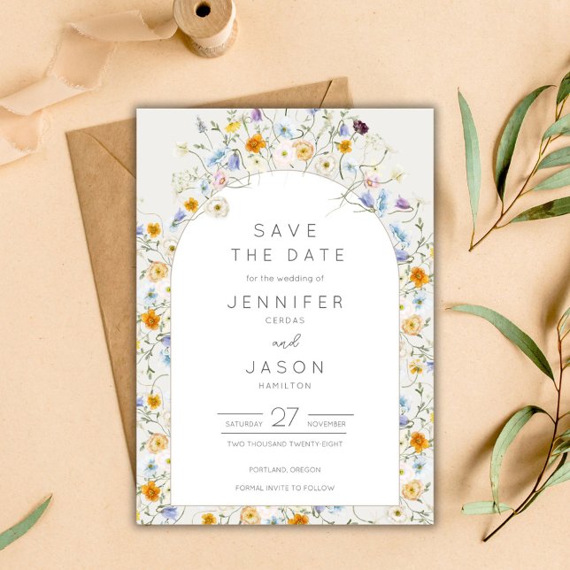 Save The Date Mariage du jardin fleur sauvage (Wildflower Garden Wedding Save The Date)