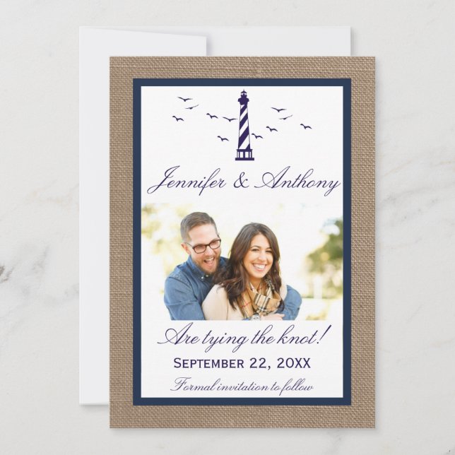 Save The Date Mariage du phare nautique Photo Enregistrer la dat (Devant)