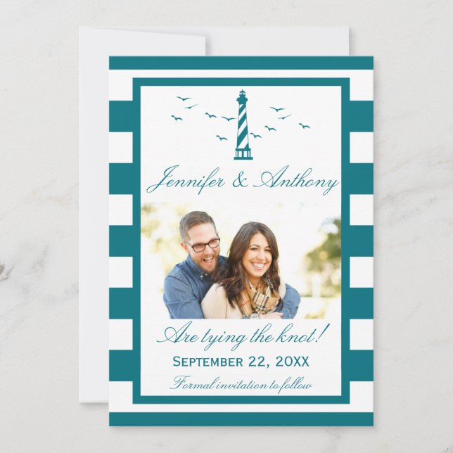 Save The Date Mariage du phare nautique Photo Enregistrer la dat (Devant)