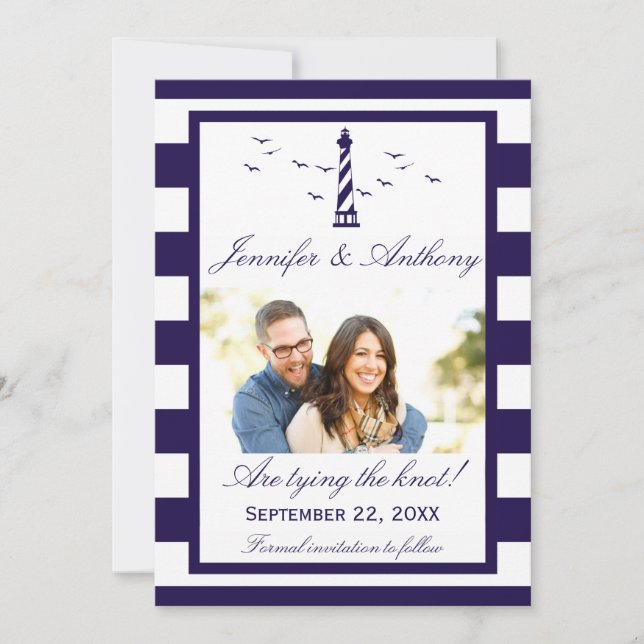 Save The Date Mariage du phare nautique Photo Enregistrer la dat (Devant)