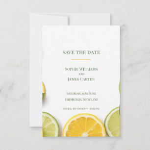 Save The Date Mariage Écossais Tropical Citron Vert Citrus Estiv