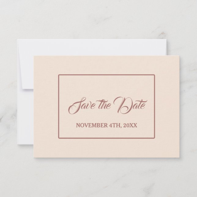 Save The Date Mariage Écriture Manuscrit Ivoire Abricot Foncé Mo (Devant)