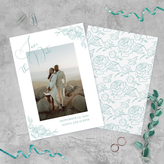 Save The Date Mariage Élégance Pivoine (Créateur téléchargé)