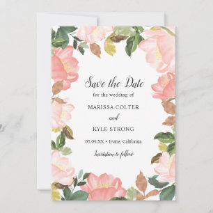 Save The Date Mariage élégant à fleurs rose pâle