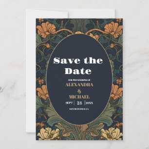 Save The Date Mariage Élégant Art Nouveau Floral