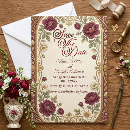 Save The Date Mariage Élégant aux Tons de Joaillerie Antique de